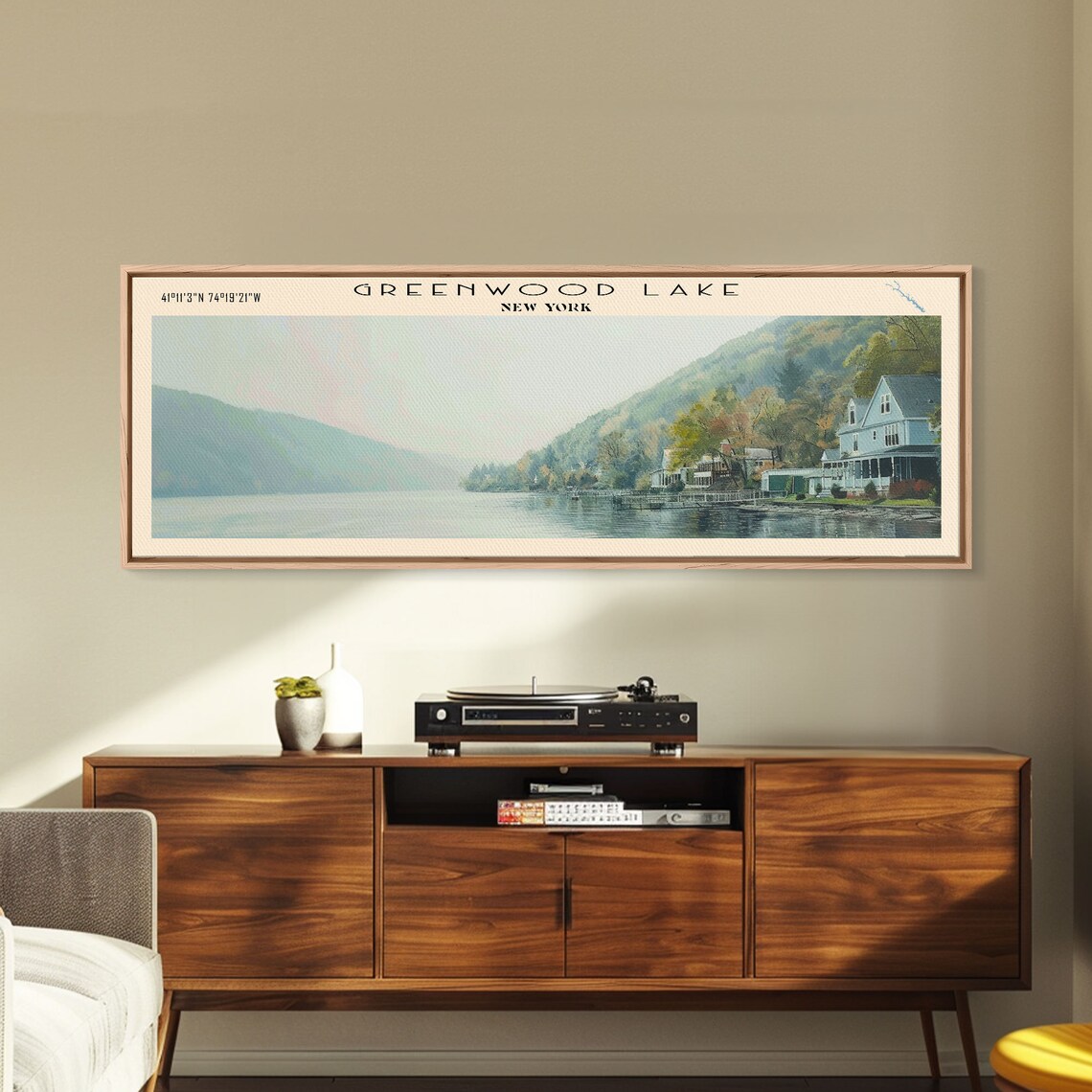 Greenwood Lake New York Lakeside Cottages Hazy Morning Water Poster - Image 2