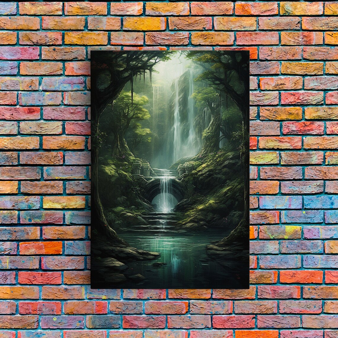Enchanter Forest Waterfalls Fantasy Art Print - Image 5