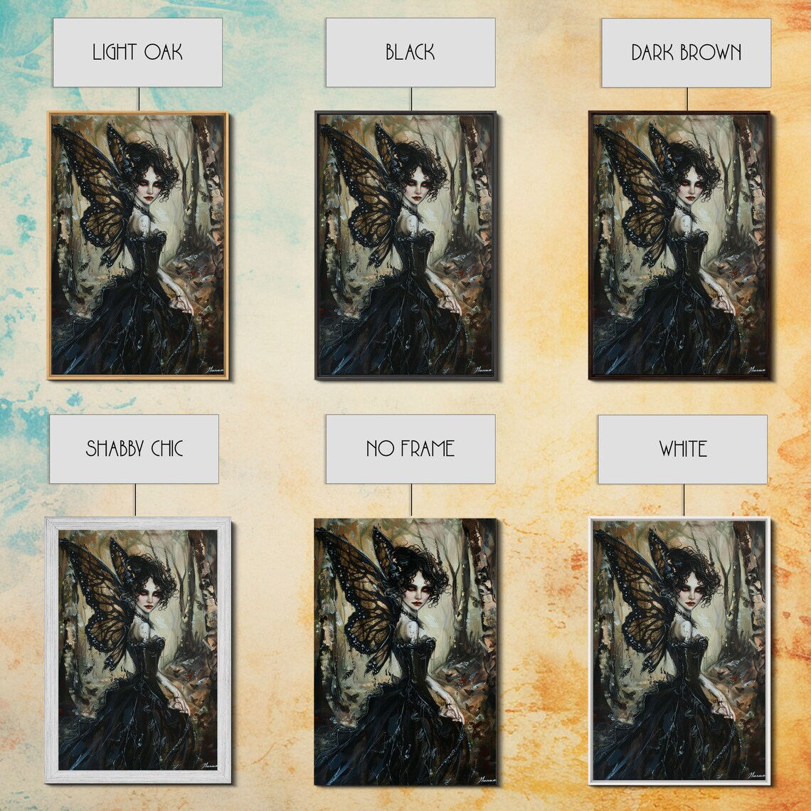 Dark Gothic Fairy With Butterfly Wings In Enchanted Forest Poster - Image 3