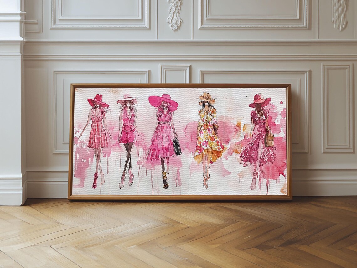 Fashion Sketch Print Pink Wall Art Whimsical Decor Fashionista Gift Idea Artistic Living Room Accent Modern Feminine Aesthetic - Image 3