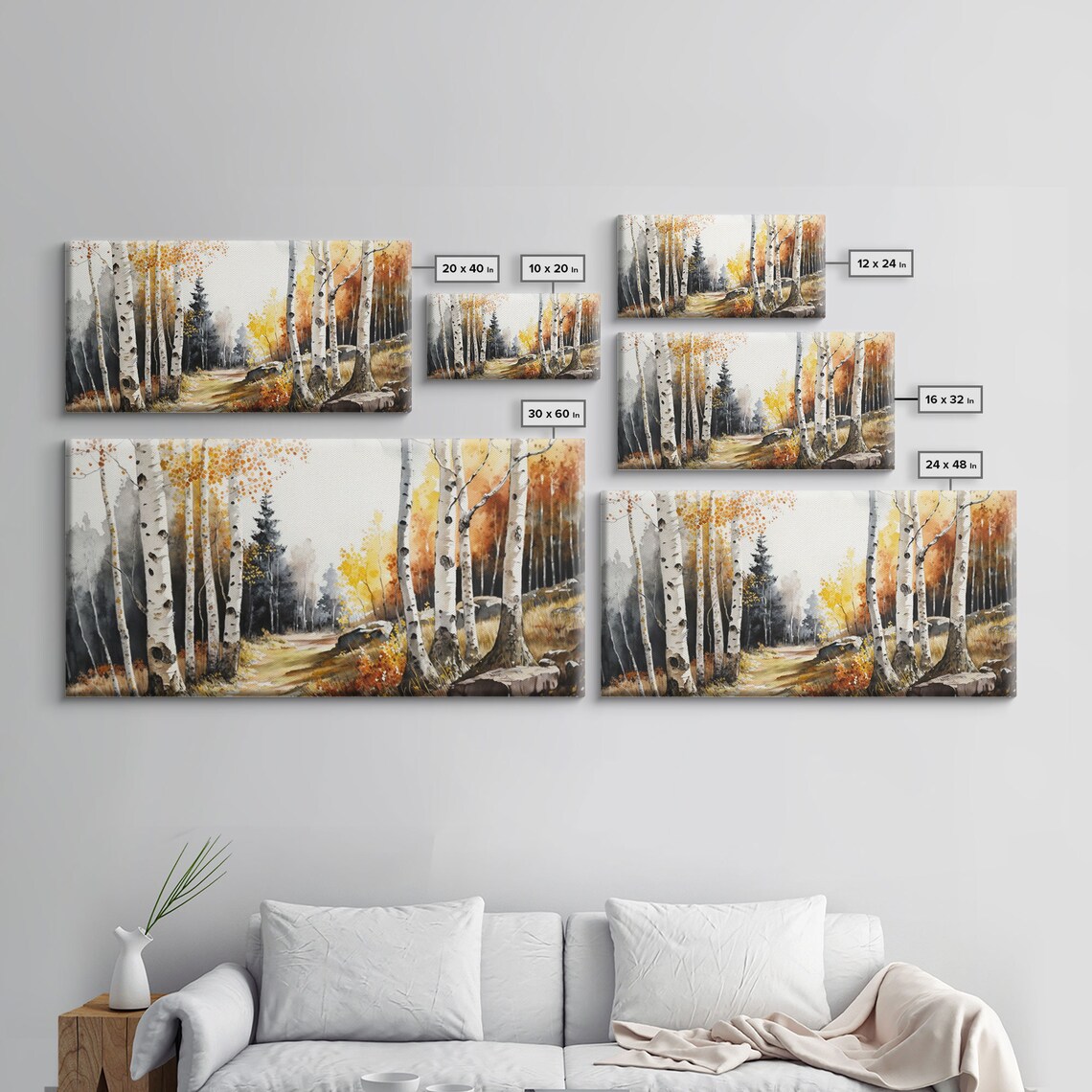 Watercolor Birch Trees, Yellow Birch Forest Art Print - Image 2