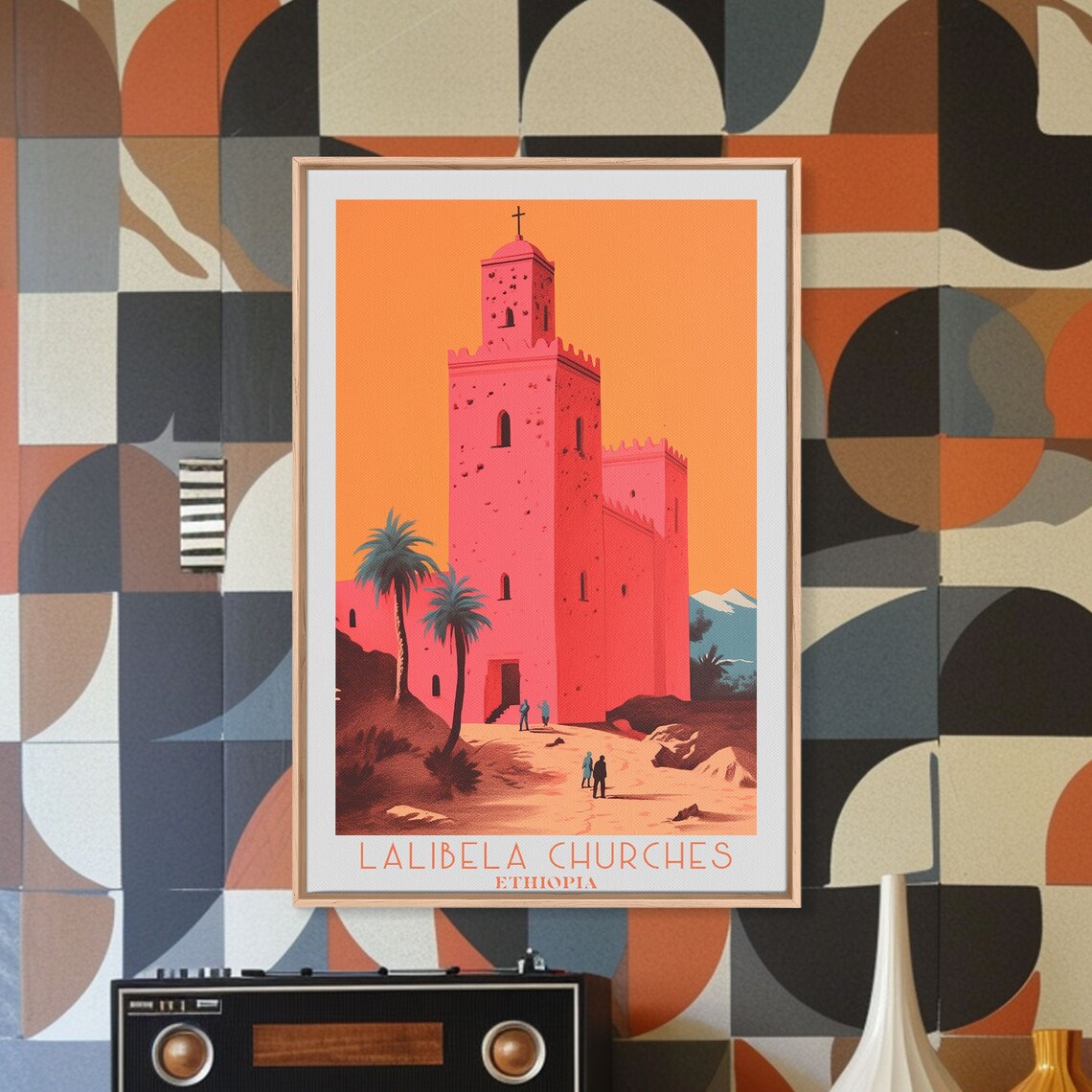 Lalibela Churches Ethiopia Pink Tower Church Desert Sunset Travel Poster - Image 2