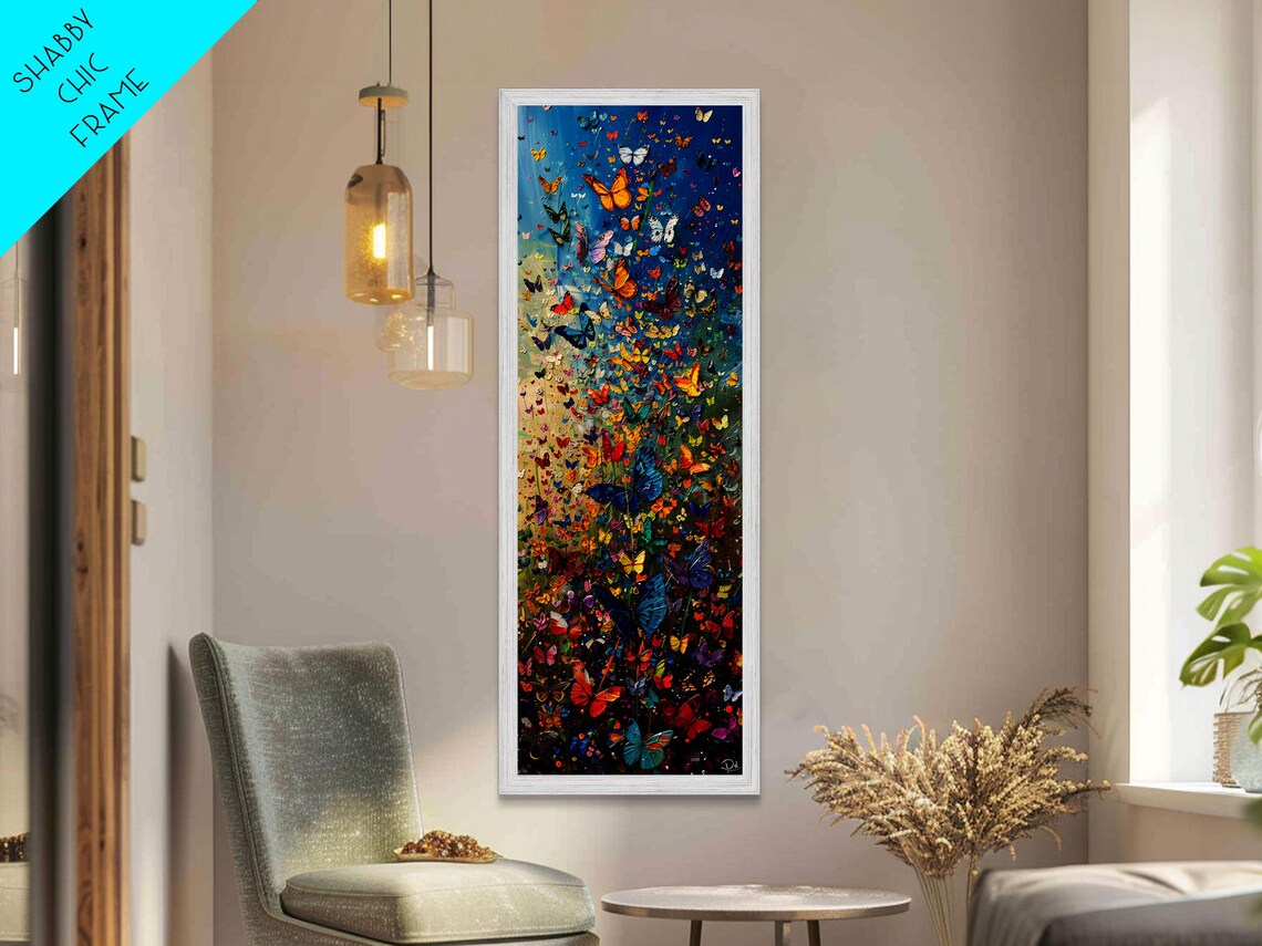 Swarm Of Colorful Butterflies Over Dark Floral Meadow Nature Poster - Image 2