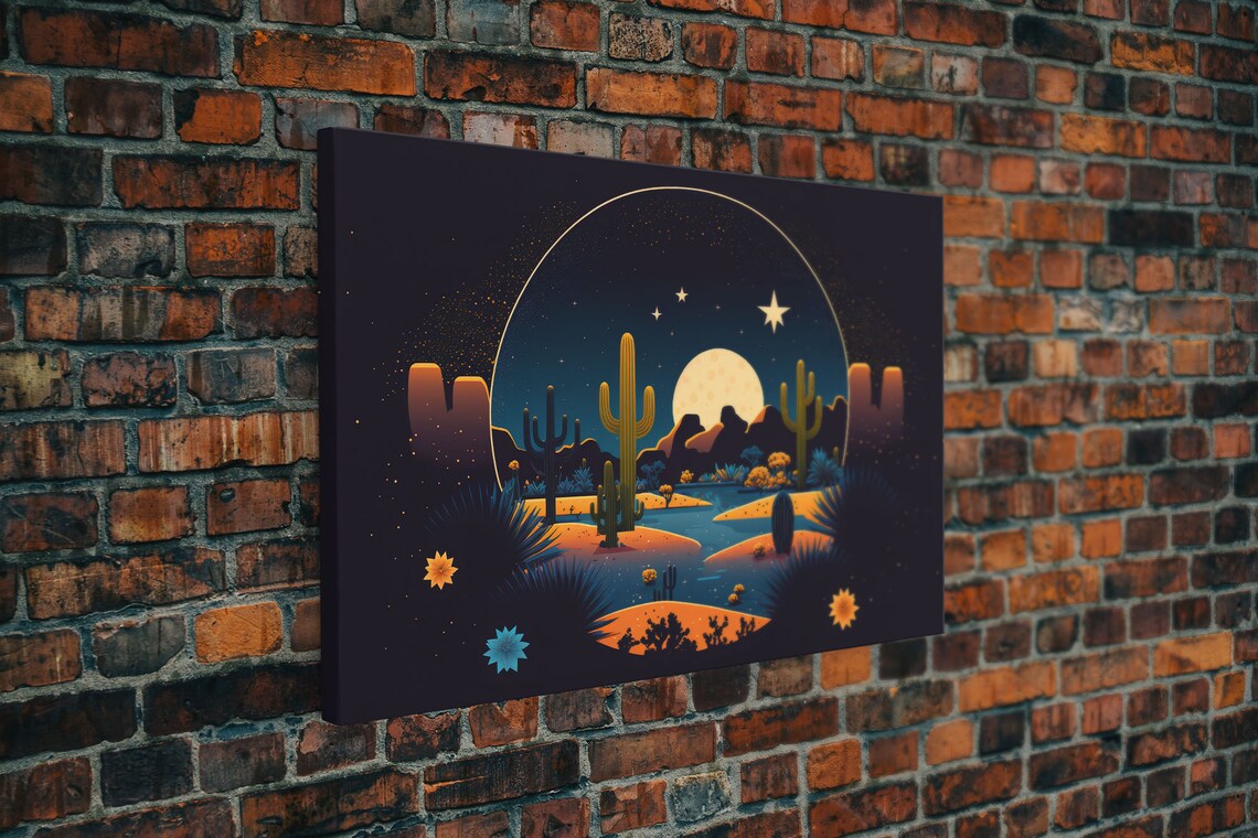 Pueblo Desert Full Moon Art Deco Style Art Print - Image 5