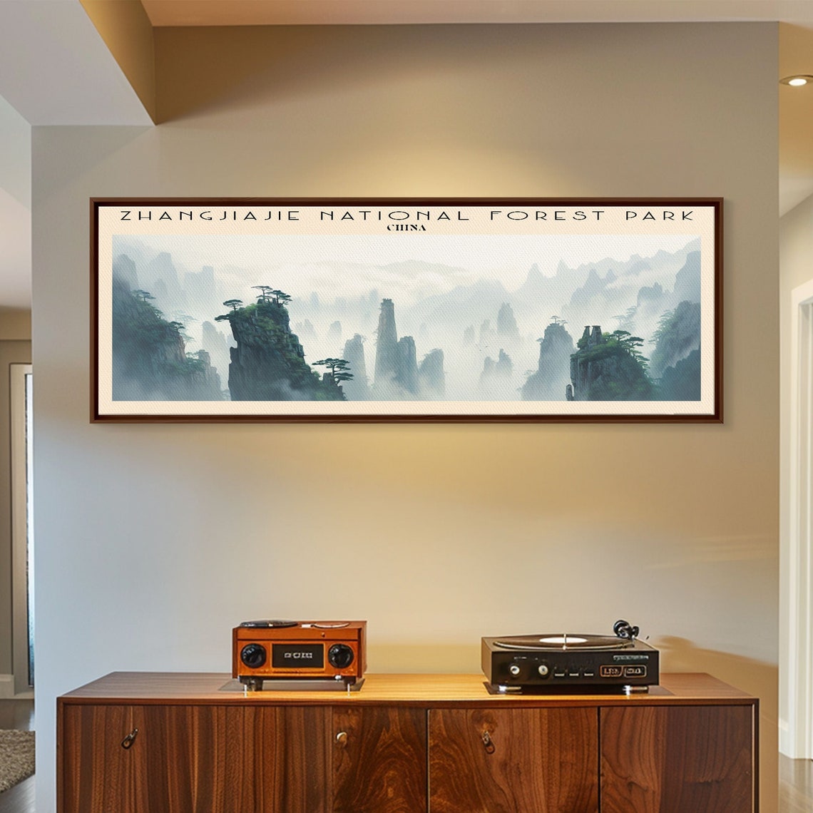 Zhangjiajie China Misty Sandstone Pillars Forest Panoramic Poster - Image 4