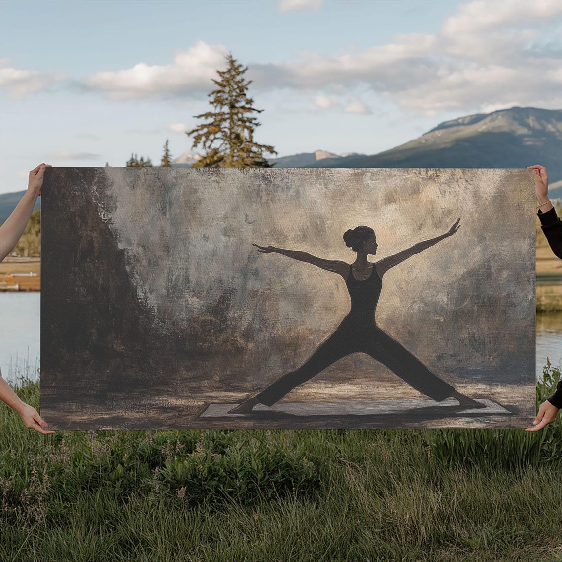 Yoga Warrior Pose Silhouette Neutral Zen Meditation Minimalist Poster - Image 6