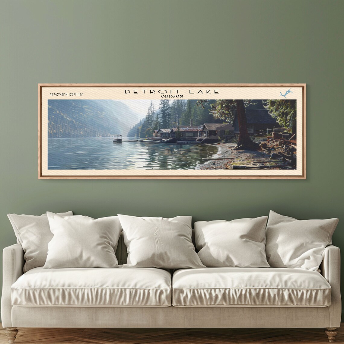 Detroit Lake Oregon Cabin Shore Boats Pine Forest Travel Poster - Image 5
