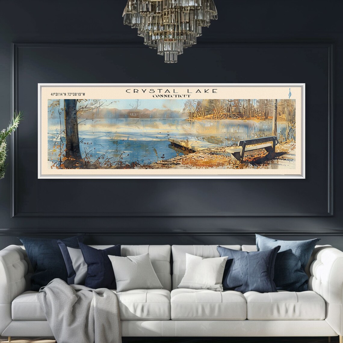 Crystal Lake Connecticut Winter Bench Icy Blue Water Travel Poster - Image 5