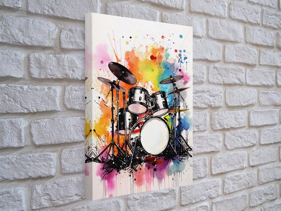 Drum Set Art Print, Music Studio Wall Decor Gift