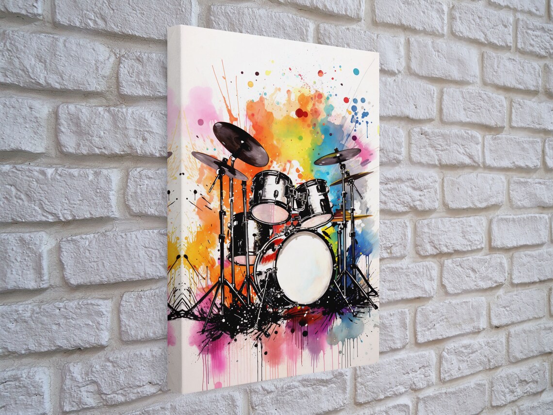 Drum Set Art Print, Music Studio Wall Decor Gift