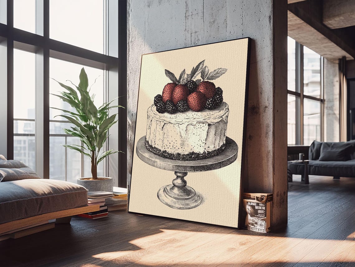 Kitchen Wall Art Cake Painting Still Life Framed Print Dining Room Wall Artt