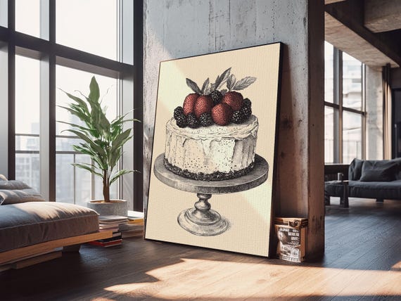 Kitchen Wall Art Cake Painting Still Life Framed Print Dining Room Wall Artt