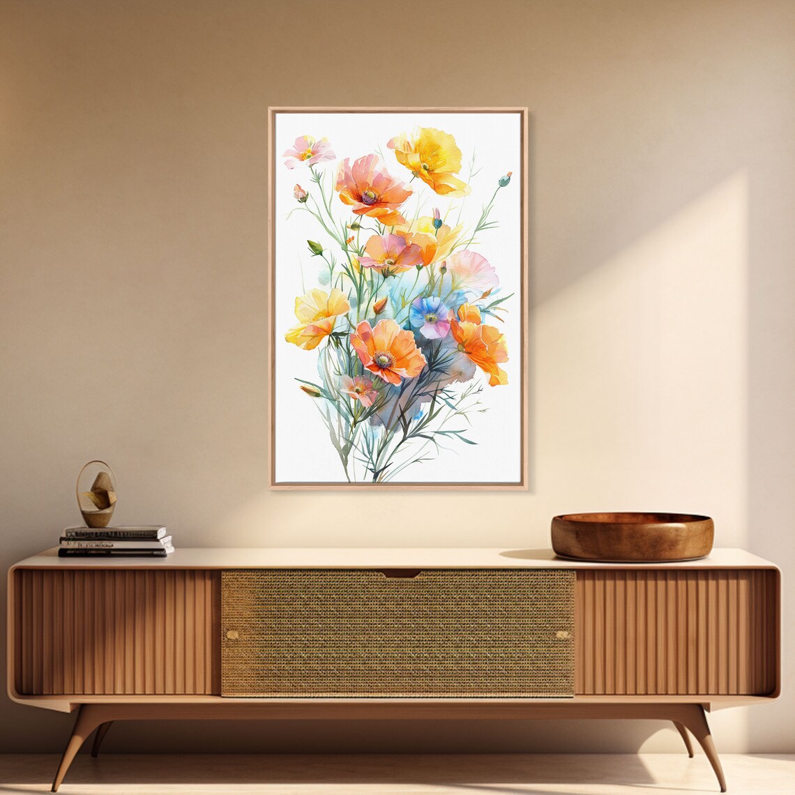 Watercolor Orange Wild Poppies Bouquet White Background Floral Poster - Image 3