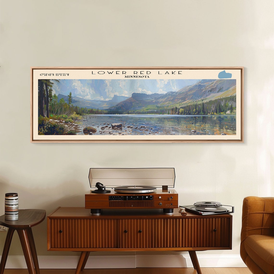 Lower Red Lake Minnesota Rocky Shore Forest Mountain Blue Water Poster - Image 2