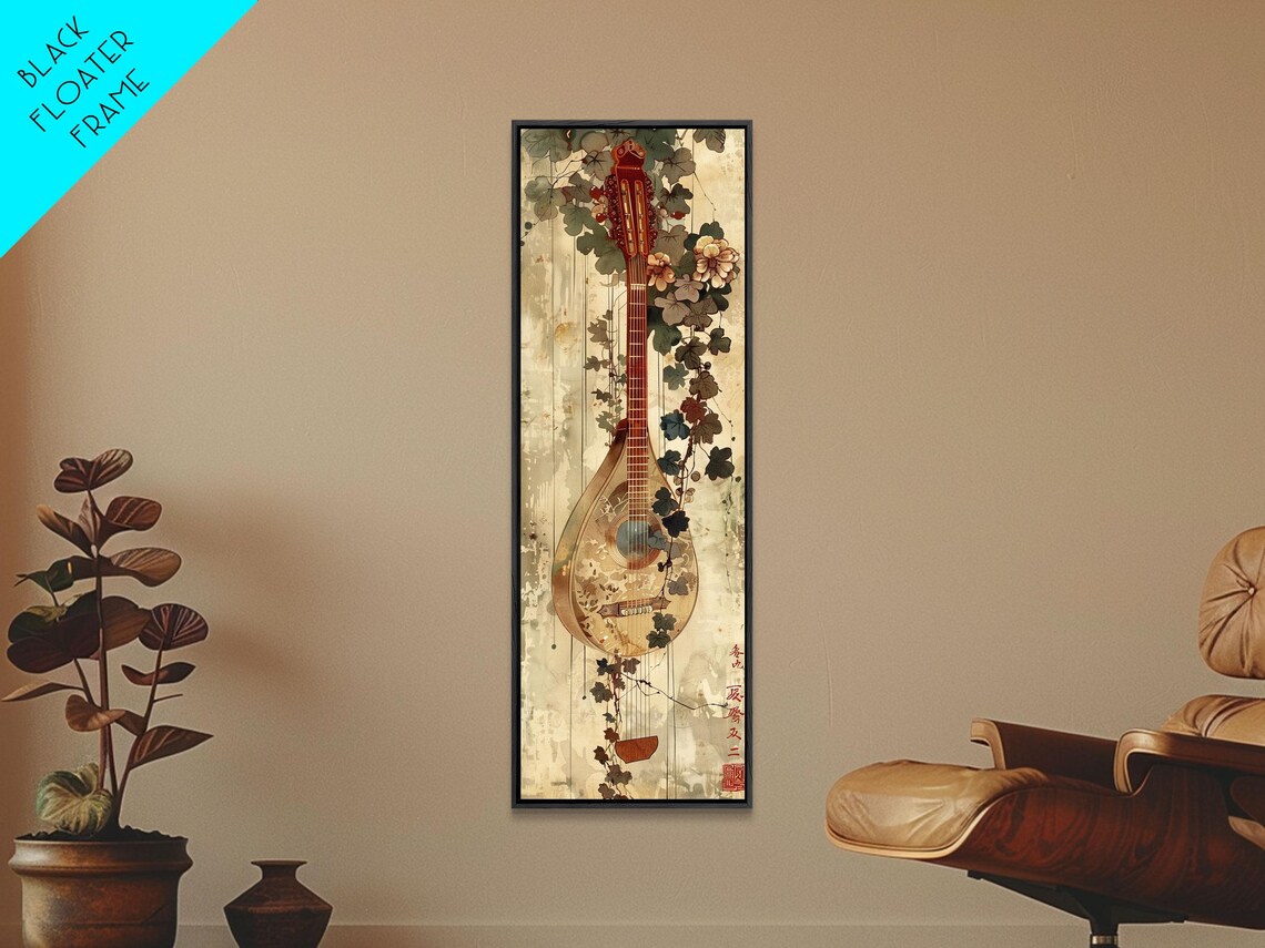 Vintage Mandolin Autumn Foliage Ukiyo-E Art Print - Image 6