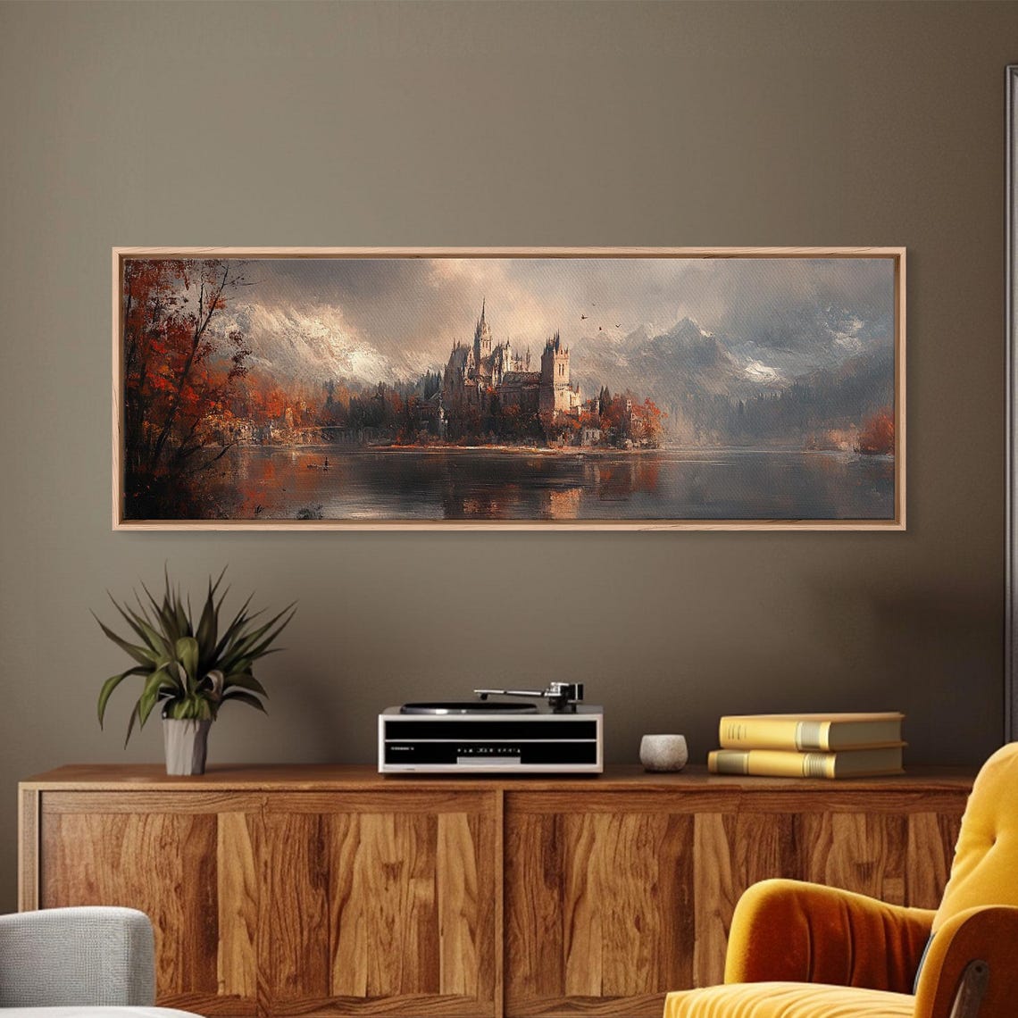 Dark Moonlit Gothic Castle Lake Island Night Fantasy Art Poster - Image 2