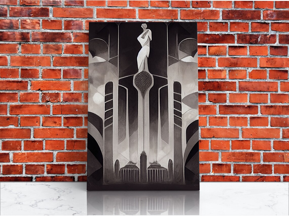 Art Deco Architecture, Black and White Poster Print - Image 4