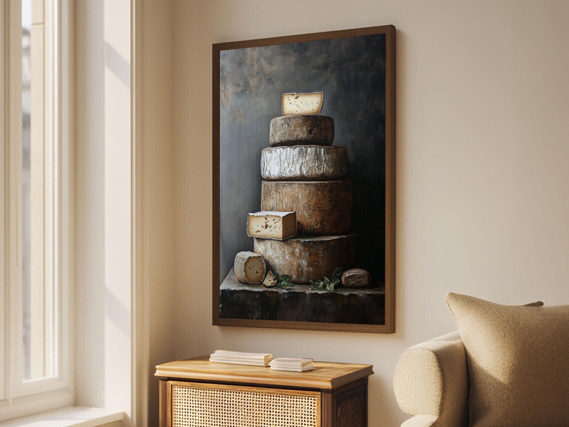 Cheese Still Life Rustic Farmhouse Kitchen Art - Image 6