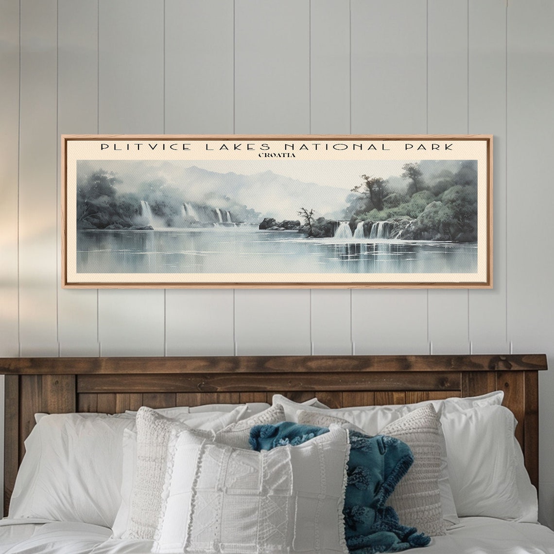 Plitvice Lakes Croatia Waterfalls Misty Lake Panoramic Travel Poster - Image 4
