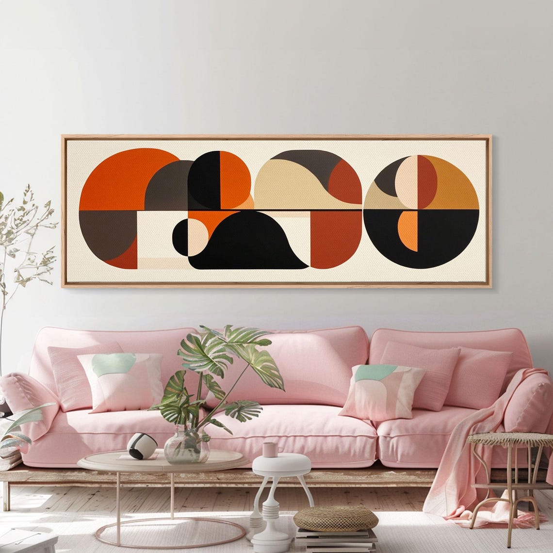 Earthy Tones Mcm Style Panoramic Print Geometric Shapes Abstract Wall Art Extra Wide Oversized Art - Image 6