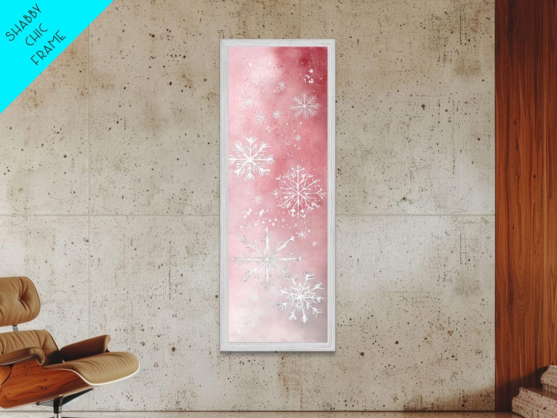 Blush Pink Snowflakes Watercolor Whimsical Winter Christmas Poster