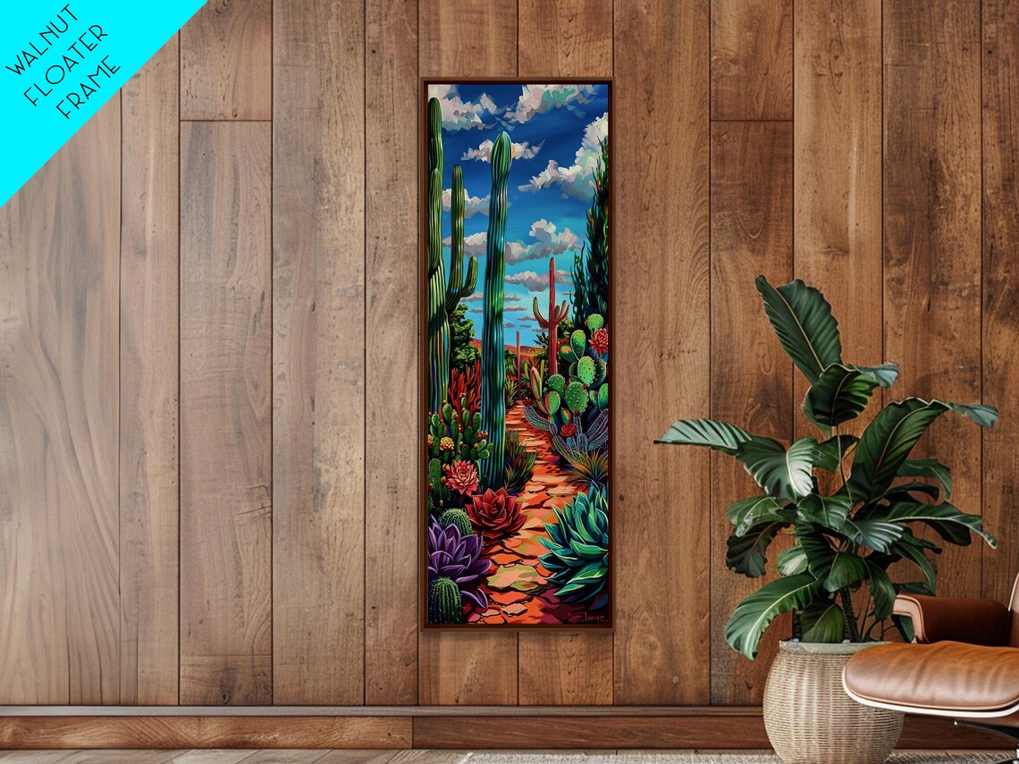 Desert Botanical Garden Saguaro Cactus Succulent Colorful Art Poster - Image 4