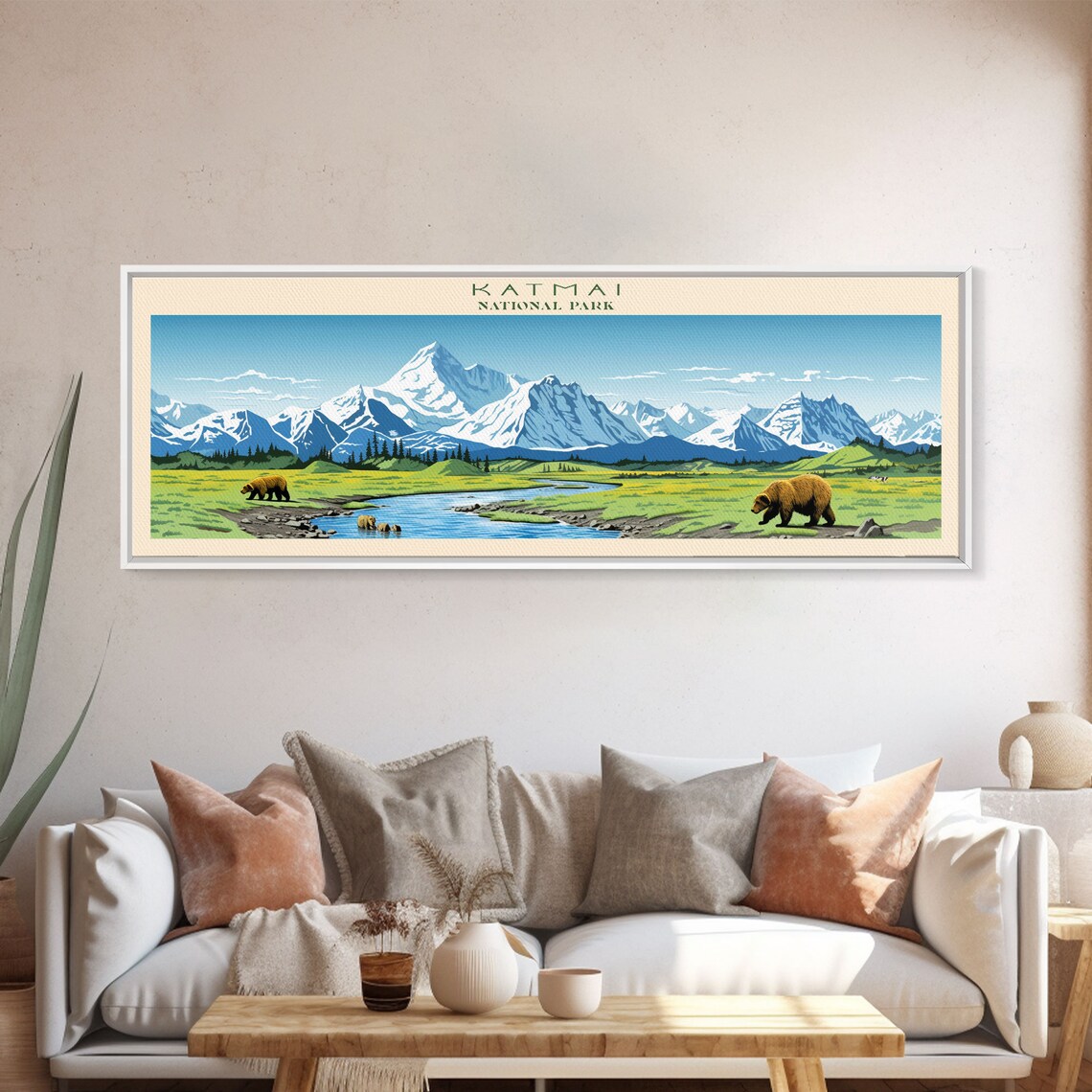 Katmai National Park Alaska Brown Bears River Mountain Travel Poster - Image 5