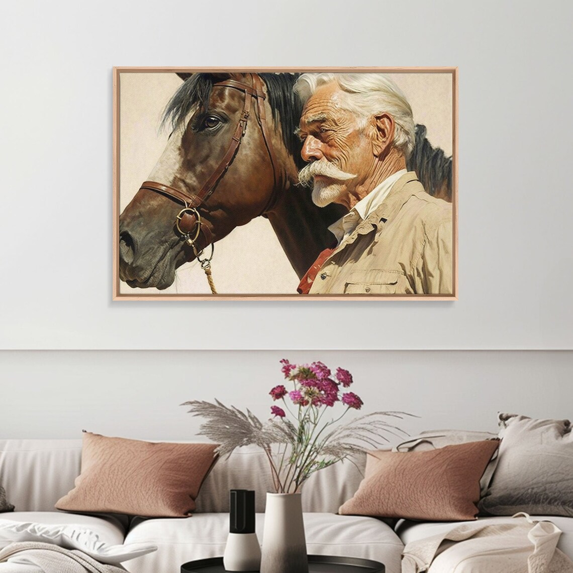 Old Cowboy and Horse Warm Portrait Rustic Western Farm Art Wall Poster - Image 4