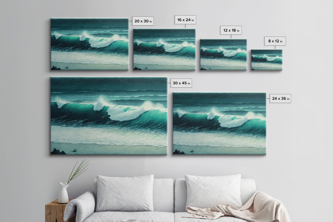 Moody Emerald Ocean Waves Dark Teal Dramatic Seascape Art Poster - Image 2
