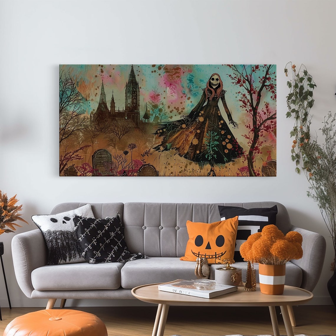 Grinning Banshee In Cemetery With Gothic Church Spooky Art Poster - Image 5
