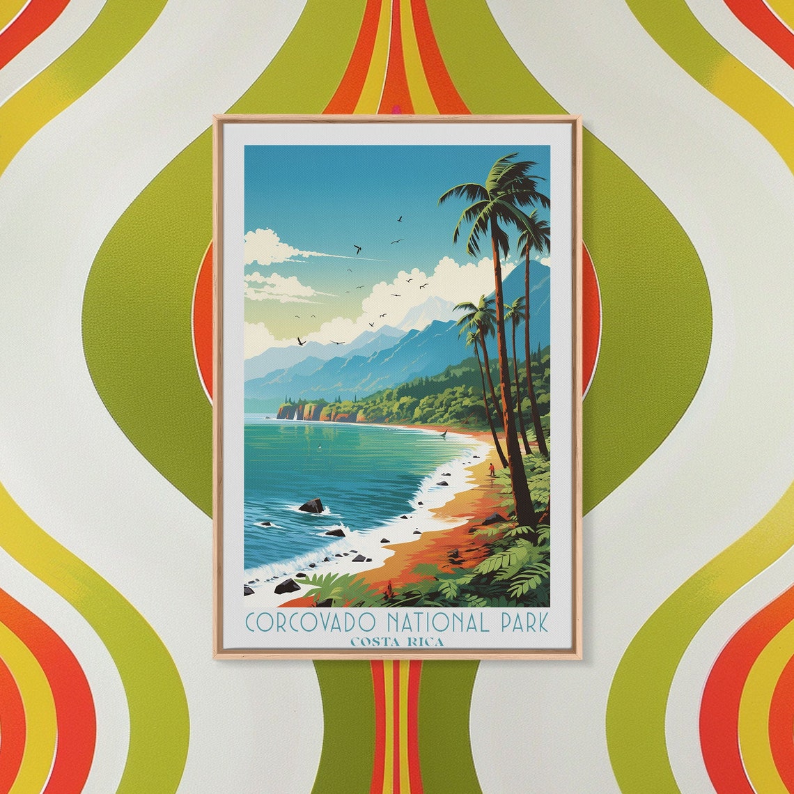 Corcovado National Park Costa Rica Palm Beach Mountain View Poster - Image 3