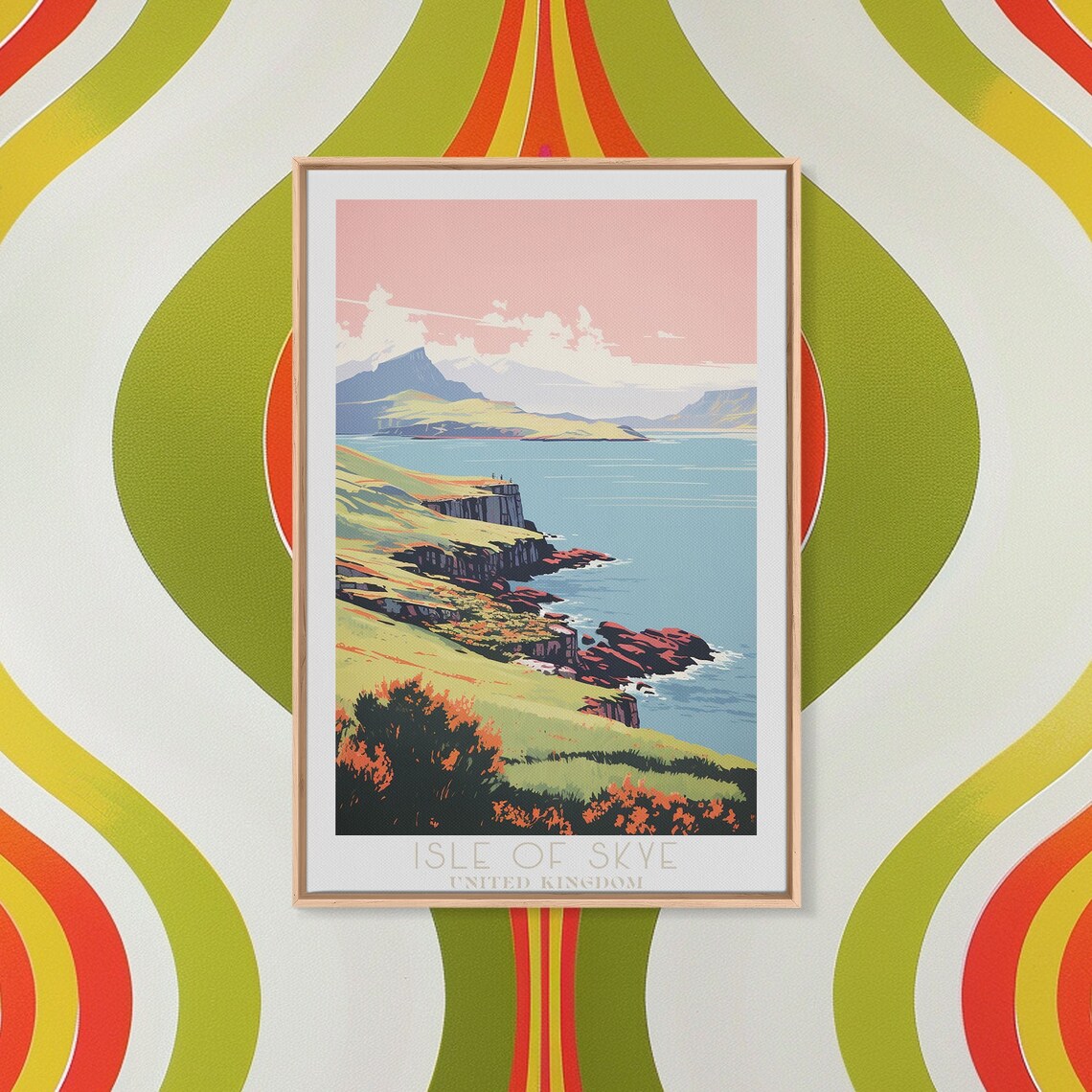 Isle Of Skye Scotland Dramatic Cliffs Pink Sunset Coast Travel Poster - Image 3