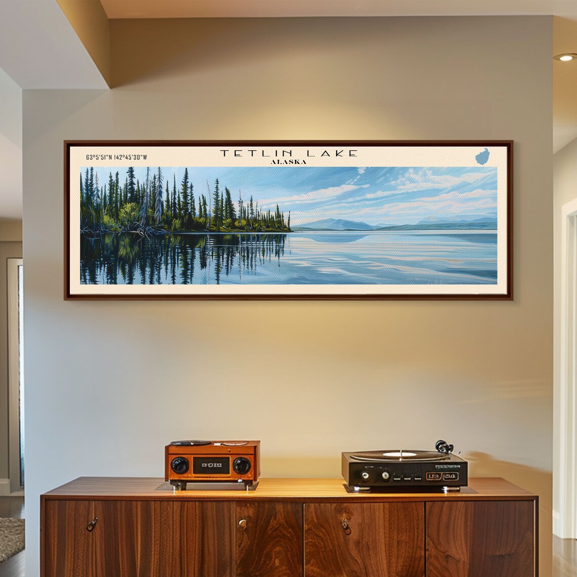 Tetlin Lake Alaska Mirrored Pine Forest Still Blue Water Travel Poster - Image 4