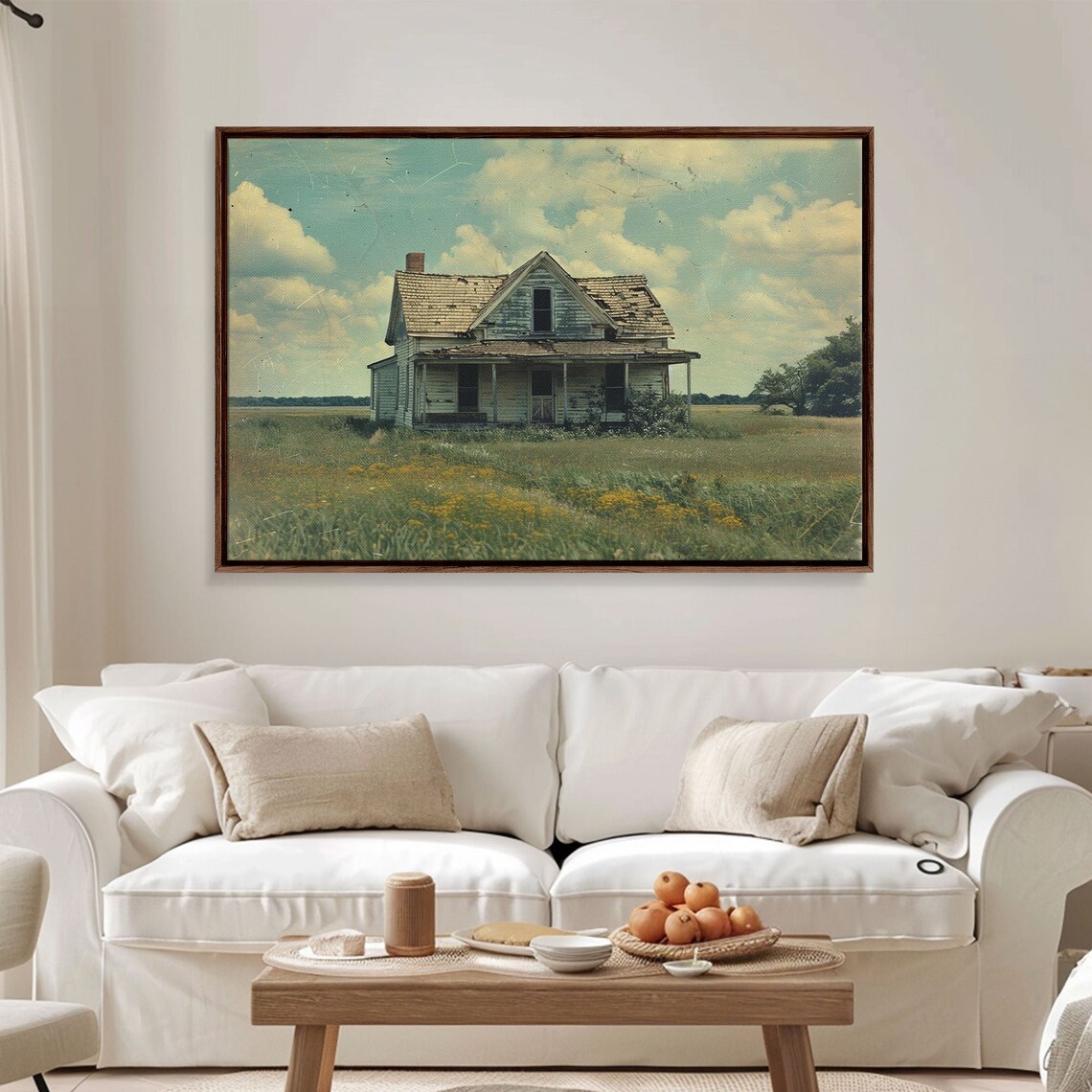 Abandoned Vintage Farmhouse Prairie Field Distressed Retro Art Poster - Image 4