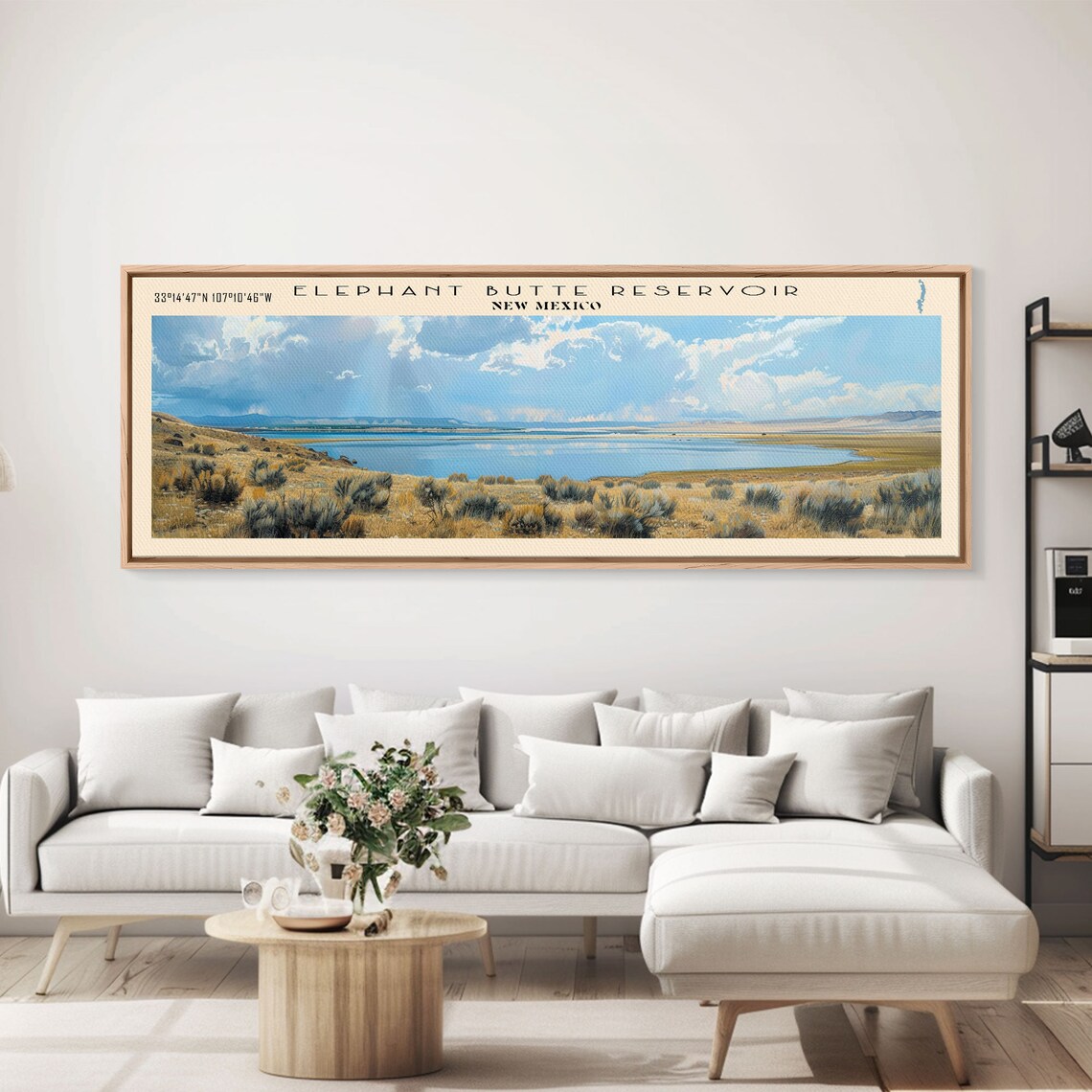 Elephant Butte Reservoir New Mexico Desert Sagebrush Bright Sky Panoramic Poster - Image 3