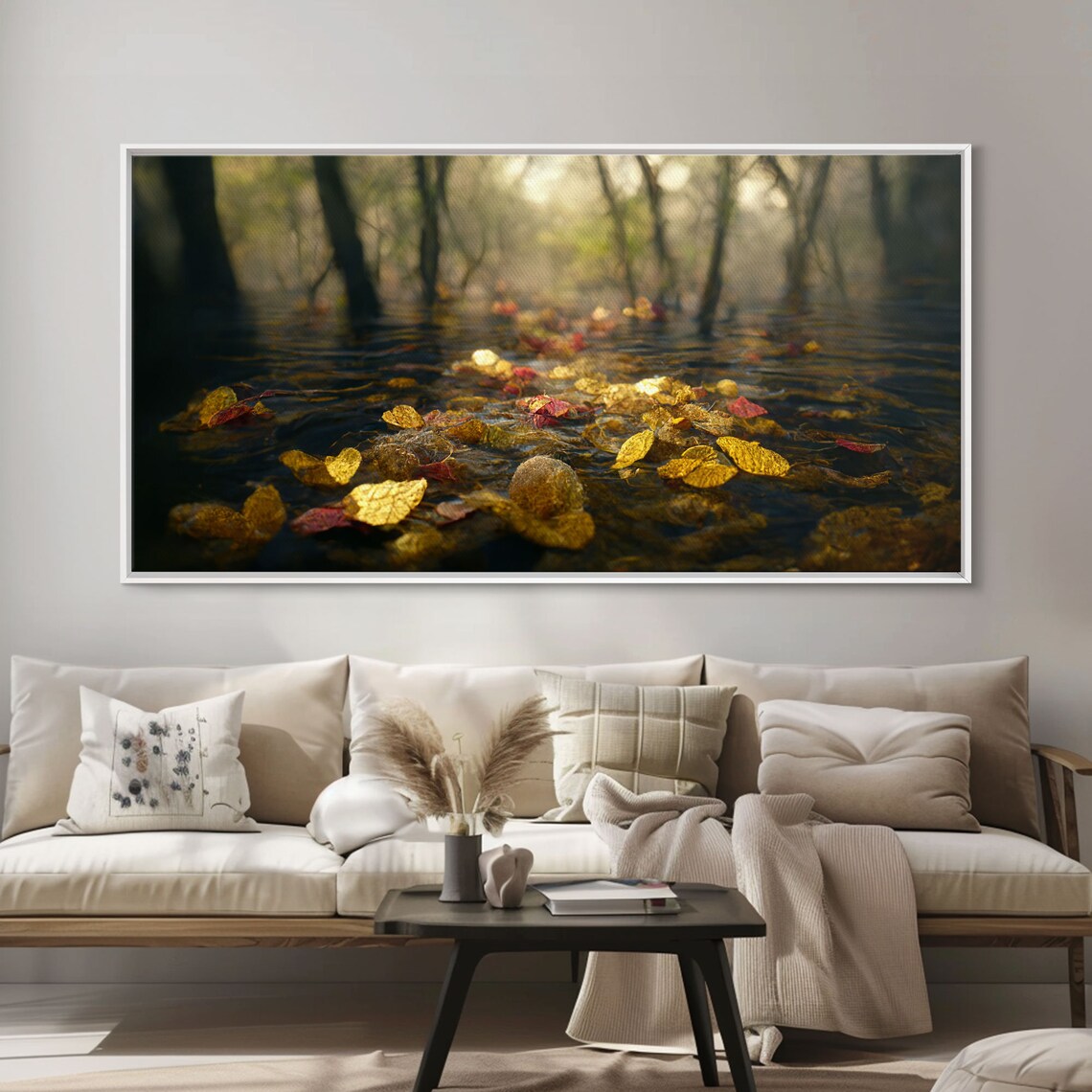 Fall Leaves Floating Down The River, Autumn Landscape Print - Image 6