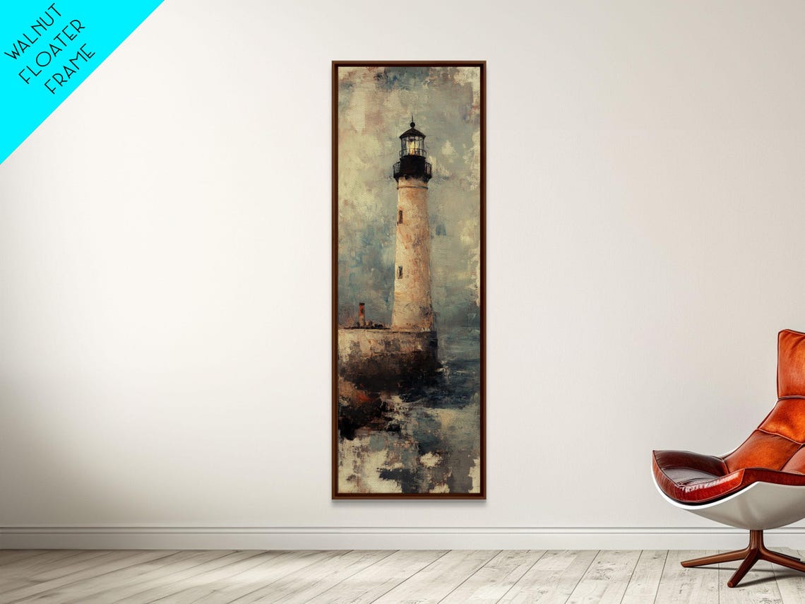 Vintage Lighthouse On Rocky Shore Moody Seascape Travel Poster - Image 6