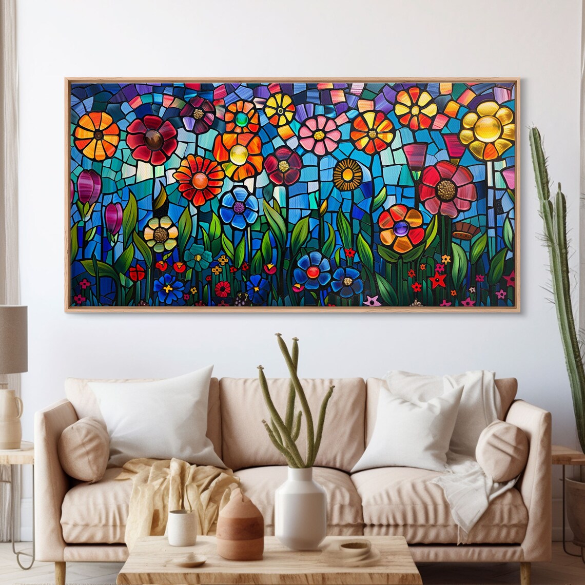 Springtime Flowers, Stained Glass Style Poster Print - Image 3