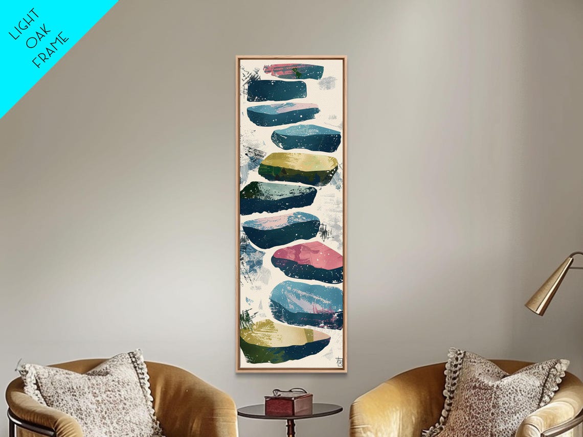 Abstract Colorful Stepping Stones Minimalist Vertical Art Print - Image 3