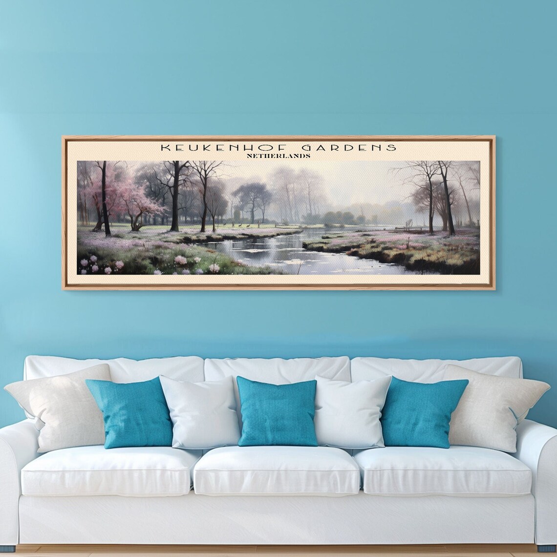 Keukenhof Gardens Netherlands Spring Blossom Pond Tulip Travel Poster