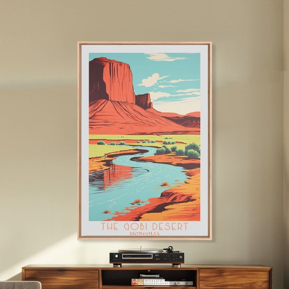Gobi Desert Original Wall Art Travel Poster Gift For Travel Lover Vacation Gift Mongolia Wall Art Home Decor Original Art