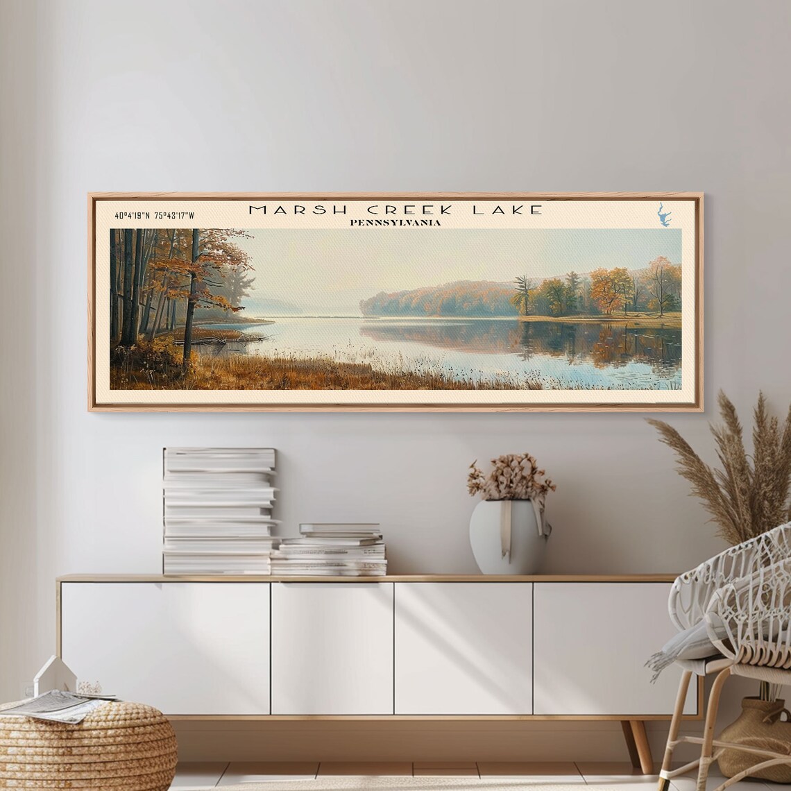 Marsh Creek Lake Pennsylvania Autumn Reeds Mirror Calm Lake Poster - Image 3