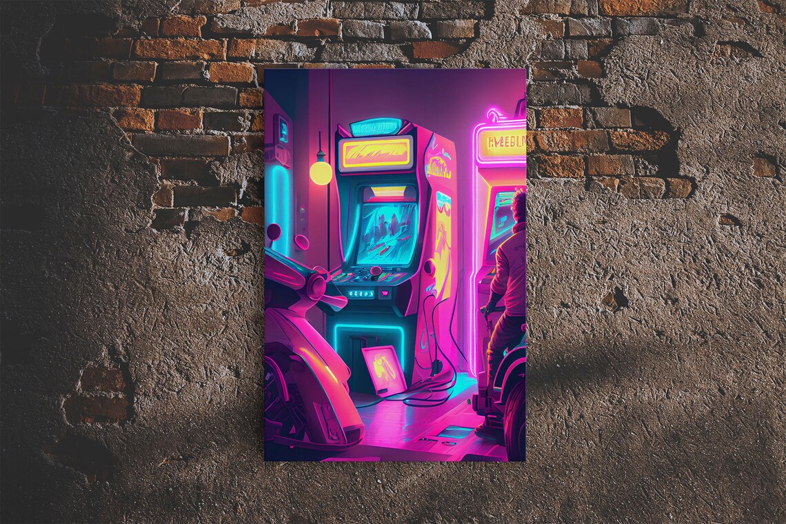 Synthwave Arcade Game Room Decor Poster Print - Image 6