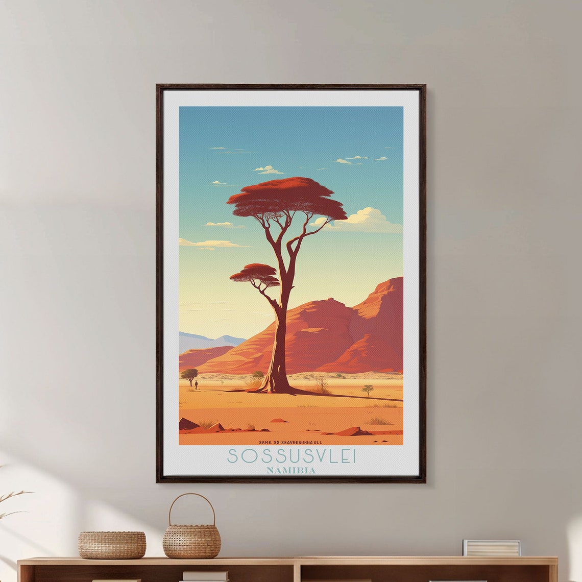 Sossusvlei Namibia Desert Camelthorn Tree Red Dunes Sunset Poster - Image 5