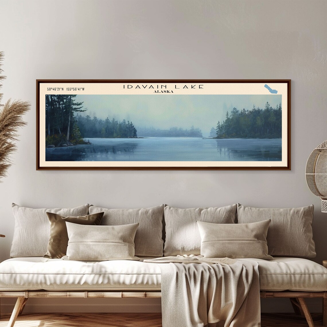 Idavain Lake Alaska Misty Evergreen Forest Calm Water Travel Poster - Image 4