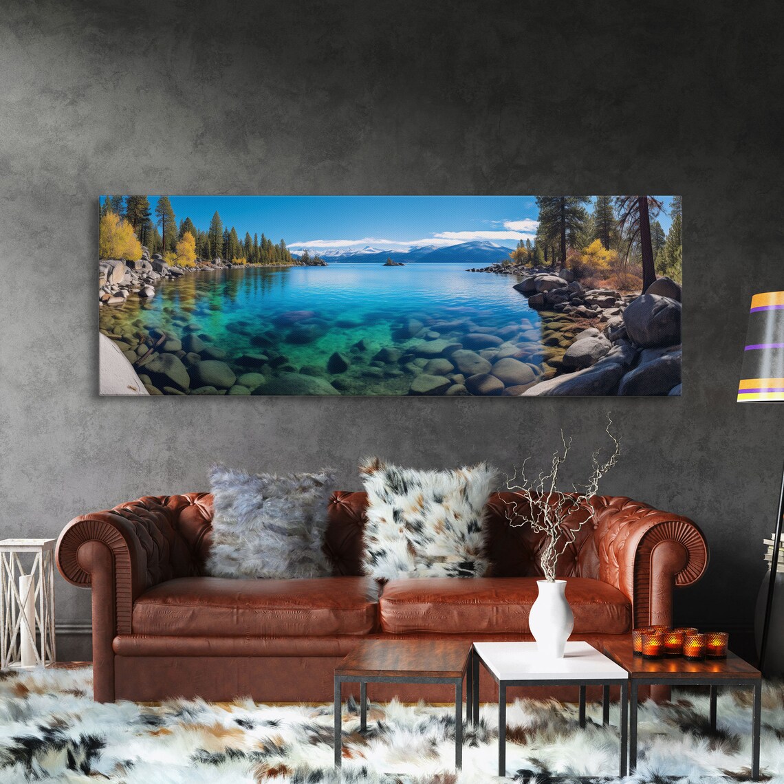 Lake Tahoe California Panoramic Landscape Art Print - Image 3