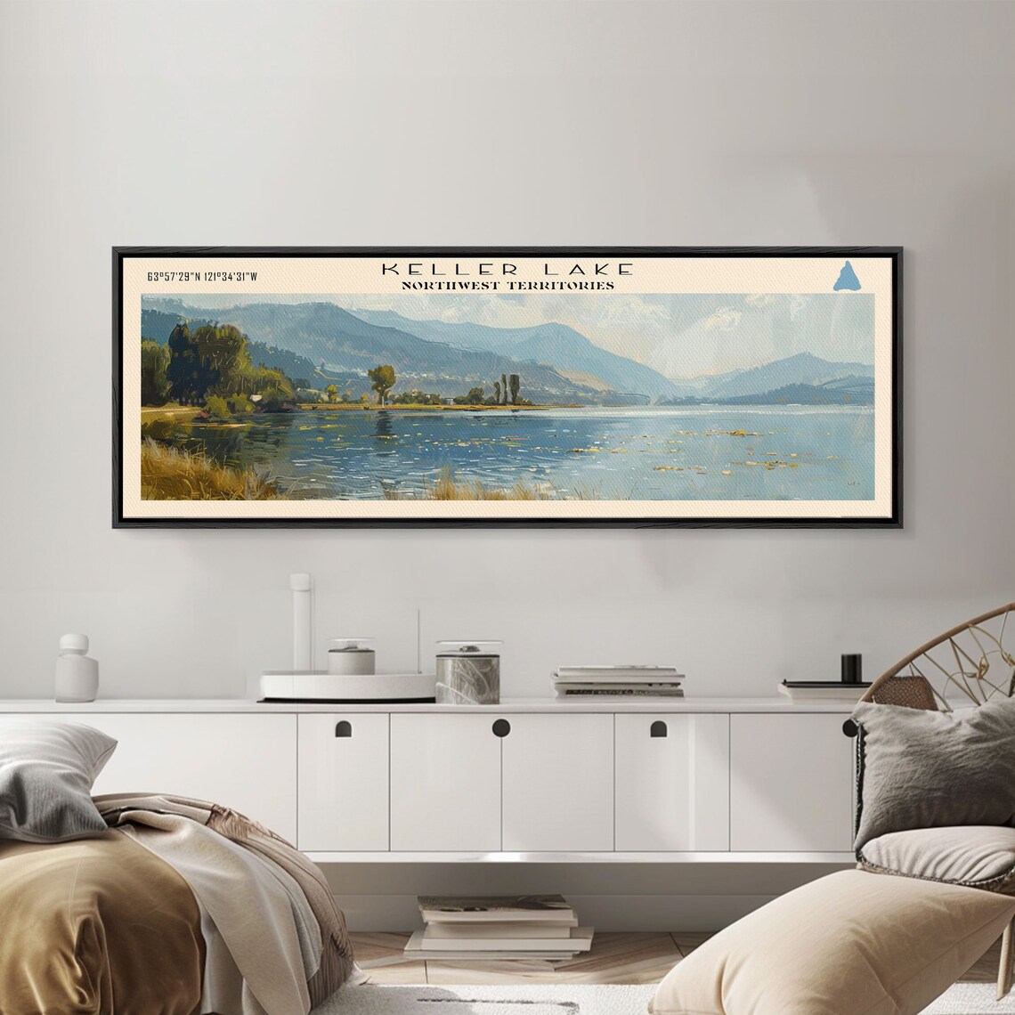 Keller Lake Northwest Territories Golden Shore Mountain View Poster - Image 4