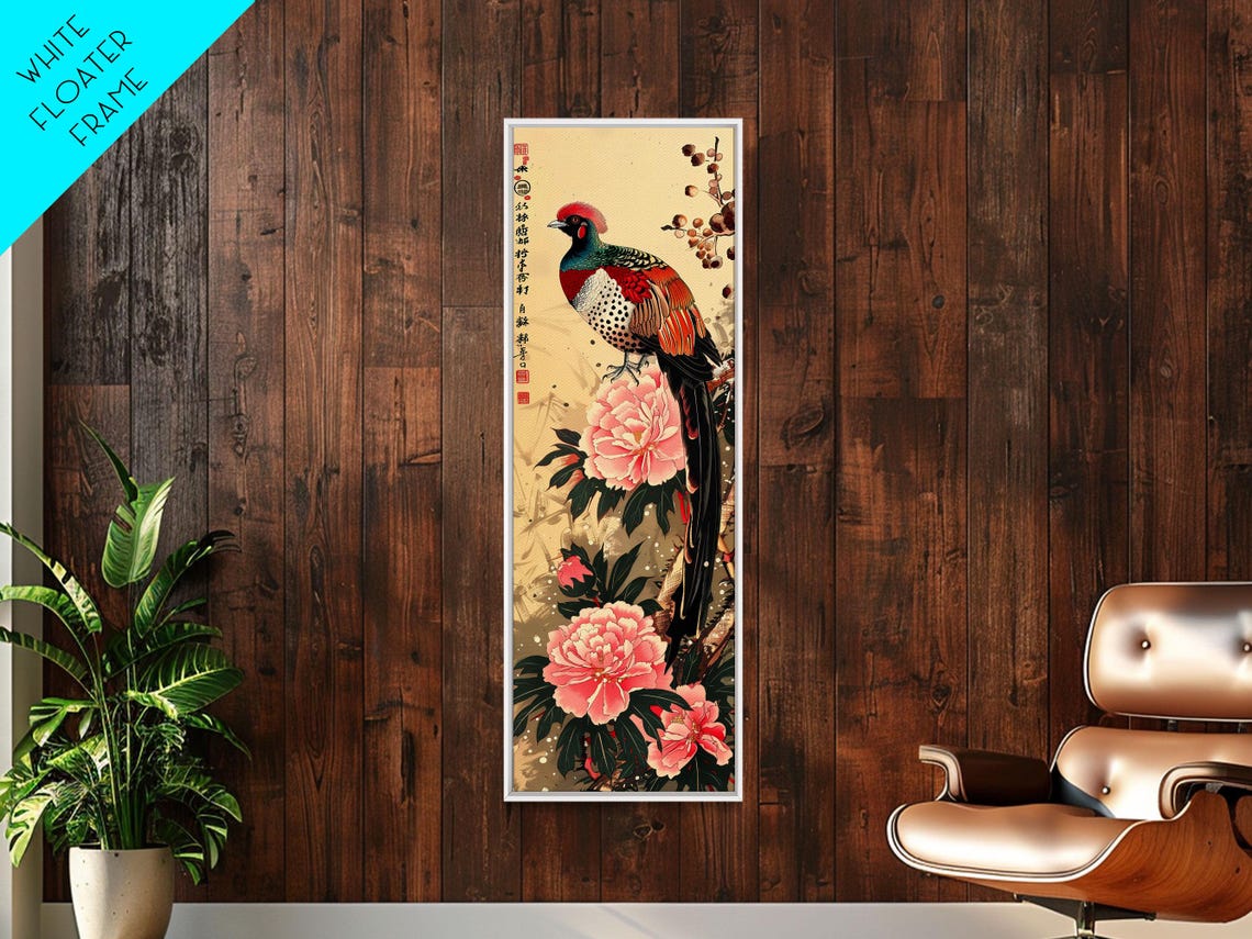 Japanese Ukiyo E Elliot Pheasant Peony Blossoms Vintage Poster - Image 6