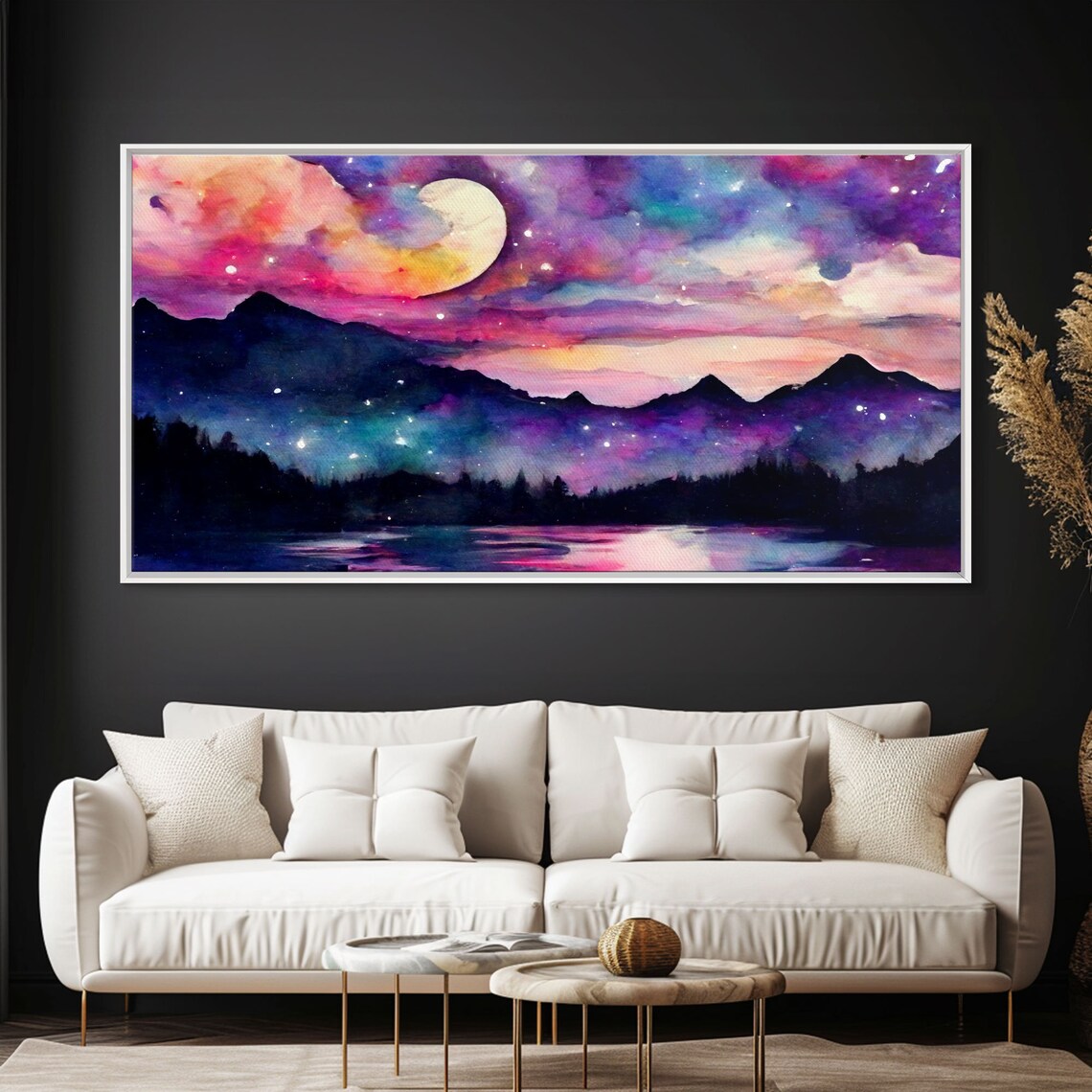 Magical Forest Print, Lake Forest Mountains Landscape - Image 4