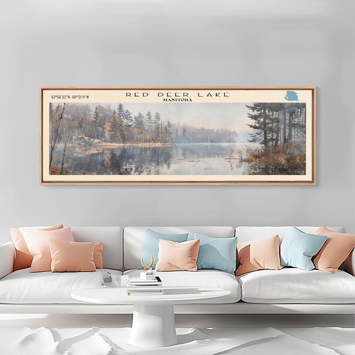 Red Deer Lake Manitoba Misty Boreal Forest Calm Water Travel Poster - Image 5